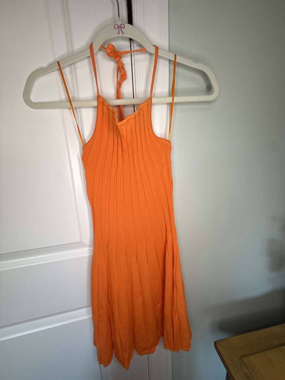 Klesis Orange Halter Knit Mini Dress